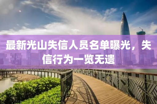 最新光山失信人员名单曝光，失信行为一览无遗
