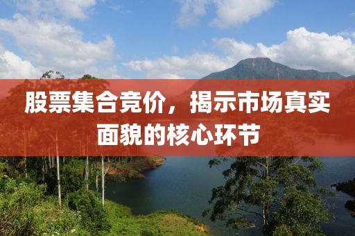 股票集合竞价，揭示市场真实面貌的核心环节