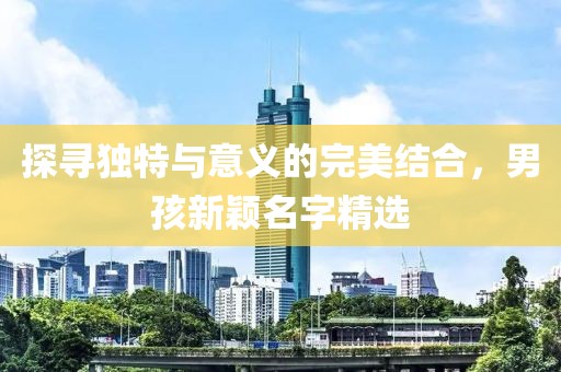 探寻独特与意义的完美结合，男孩新颖名字精选