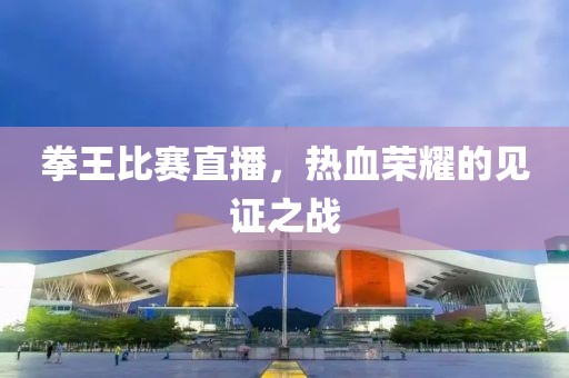 拳王比赛直播，热血荣耀的见证之战