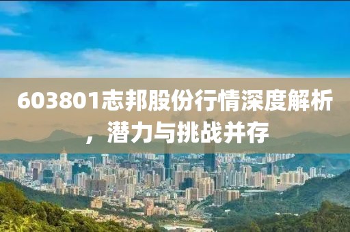 603801志邦股份行情深度解析，潜力与挑战并存