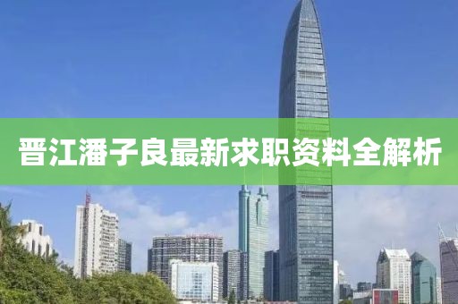 晋江潘子良最新求职资料全解析