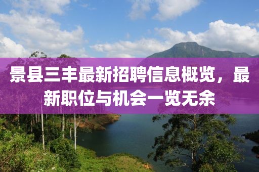 景县三丰最新招聘信息概览，最新职位与机会一览无余
