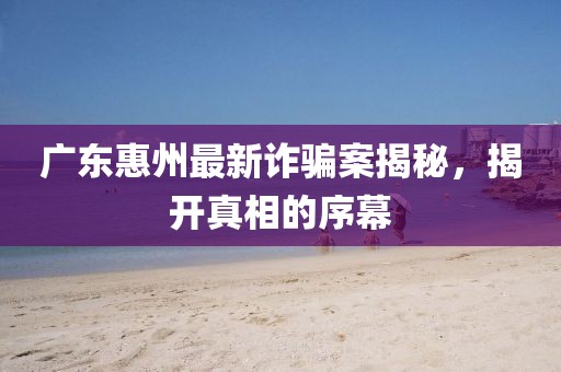 广东惠州最新诈骗案揭秘，揭开真相的序幕