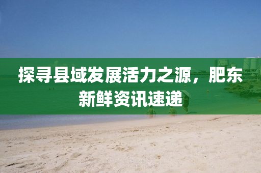 探寻县域发展活力之源，肥东新鲜资讯速递