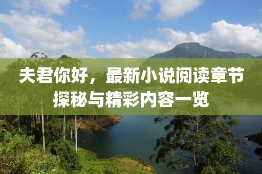 夫君你好，最新小说阅读章节探秘与精彩内容一览