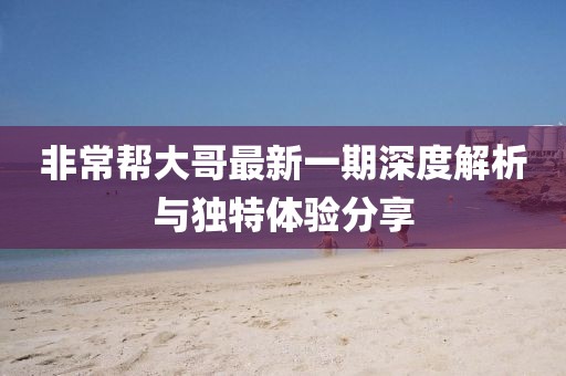非常帮大哥最新一期深度解析与独特体验分享