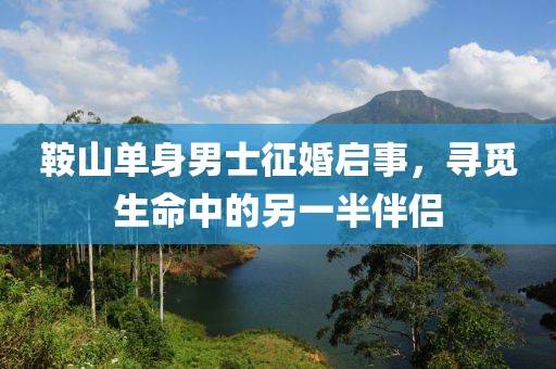 鞍山单身男士征婚启事，寻觅生命中的另一半伴侣