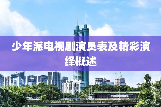 少年派电视剧演员表及精彩演绎概述